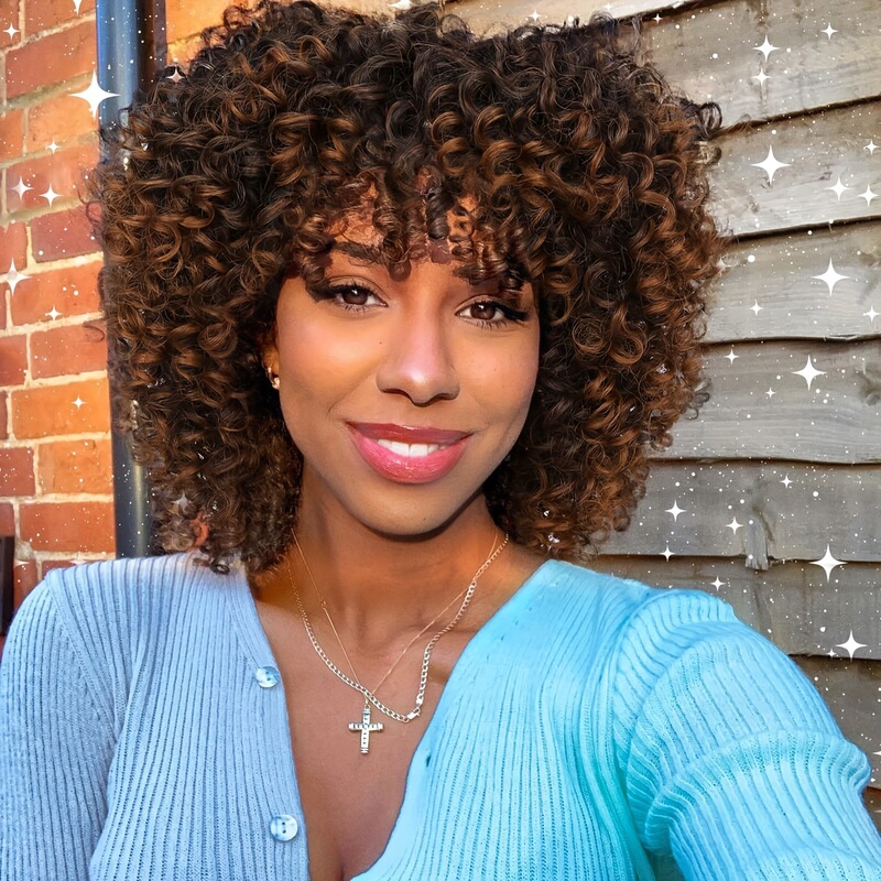 Afro Curly Short Curly Wig with Bangs for Women Brown Synthetic Curly Wig Shoulder Length African Wig
