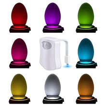 亞馬遜跨境8色馬桶感應燈掛式人體廁所感應創意LED彩色夜光照明燈