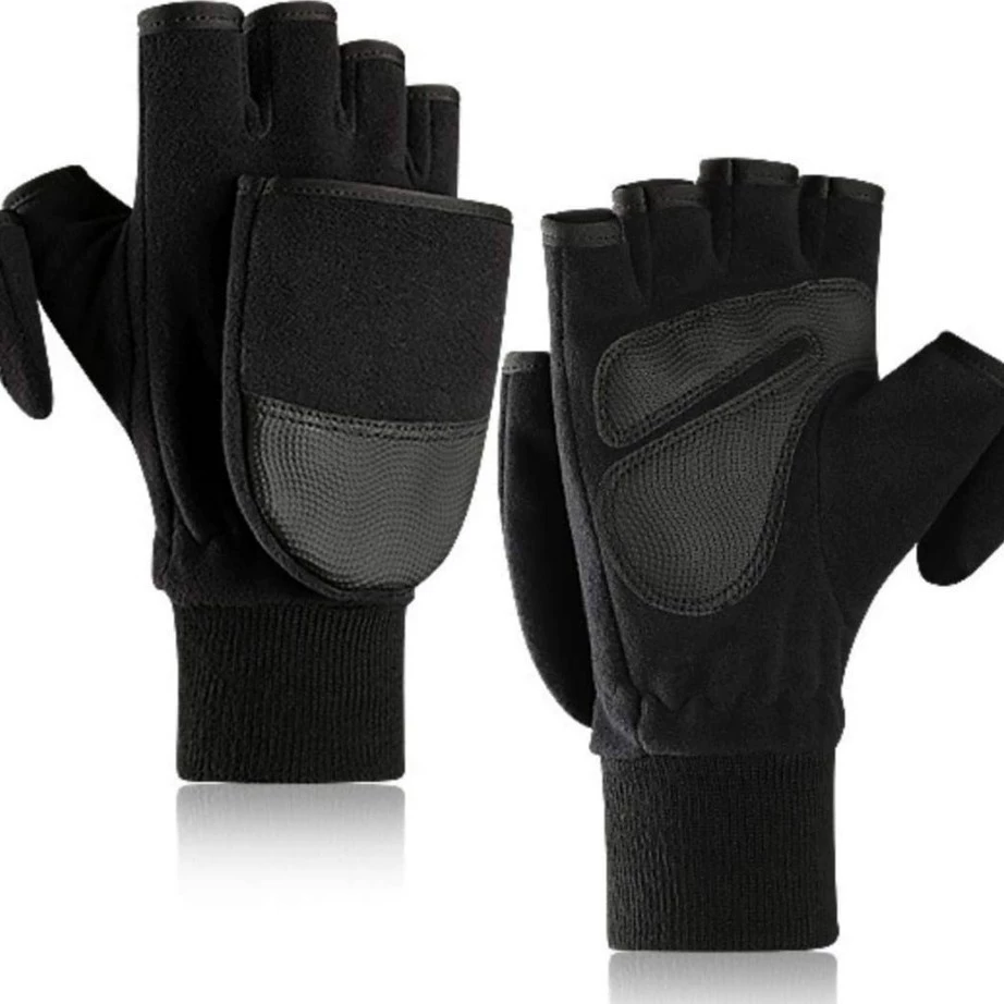 Прямая поставка с фабрики, зимние мужские и женские теплые перчатки на половину пальца, спортивная езда, Нескользящие флисовые перчатки с сенсорным экраном