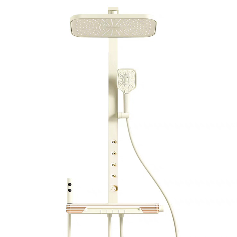 Botón de piano conjunto de ducha de pantalla digital de baño de atmósfera lámpara de pared tubo cuadrado con ducha de pulverización de cintura ducha de temperatura constante