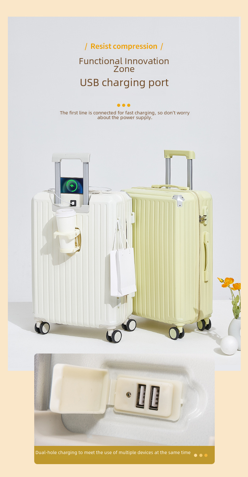 Ins luggage case 20 inch trolley case large capacity suitcase 24 inch anti-fall universal wheel luggage small boarding case