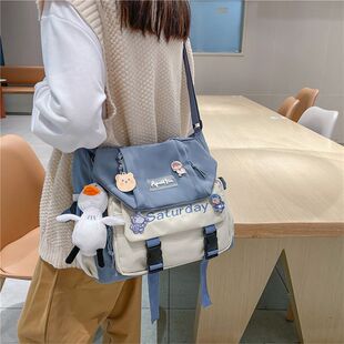 2023 new Japanese style large capacity nylon bag female crossbody bag student make-up class handbag all-match Mori shoulder bag