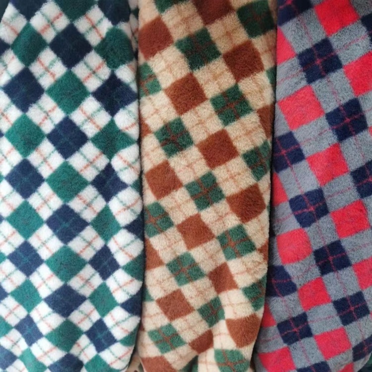 En stock 10mm Faux conejo Pieles de animales tamaño Rhombus Plaid franela abrigo suéter textil hogar tela bufanda