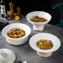 陶瓷保温陶瓷盘圆形明炉 酒店中餐装肉暖炉湘菜小炒肉酱大骨保温