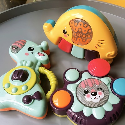 兒童益智玩具 多功能早教搖鈴手拍鼓 0-3嬰幼兒發光聲樂電動玩具