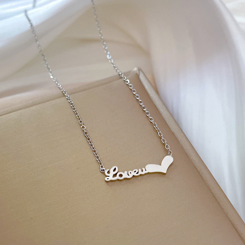 Fashion Letter Titanium Steel Gold Plated Necklace