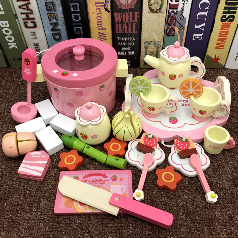 나무 시뮬레이션 어린이 놀이터 장난감 오후 차 야채 생일 케이크 과일 칼 세트
