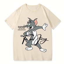 纯棉卡通动漫情侣装猫和老鼠t恤汤姆猫2023夏潮流上衣短袖12