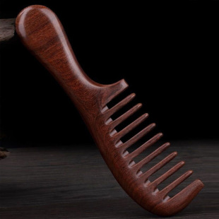Household Sandalwood Wide-Tooth Large-Tooth Curling Perm Comb Anti-Static Anti-Hair Loss Wooden Comb for Street Stalls and Night Market Small Goods Sandalwood