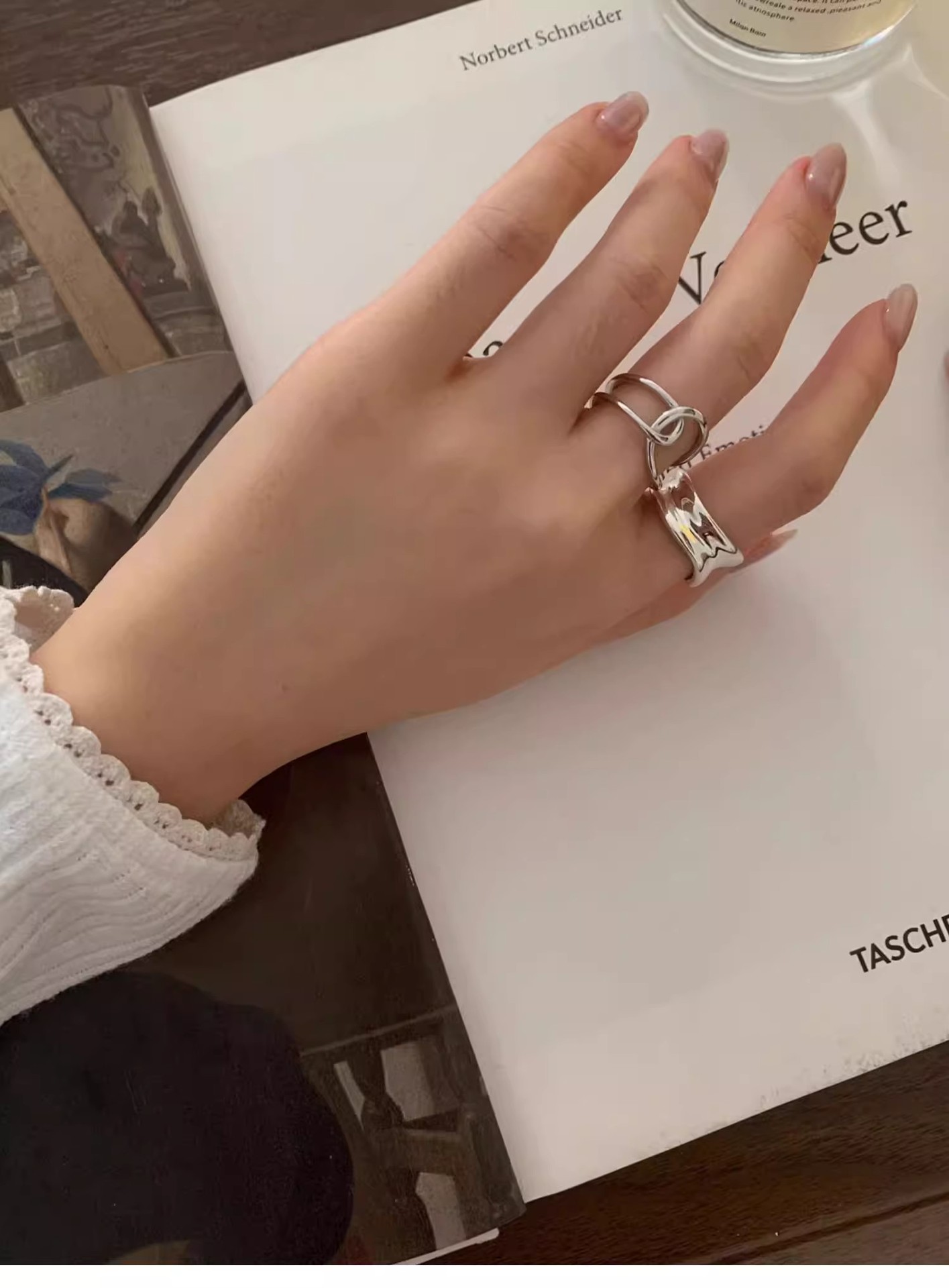 Wide Irregular Plain Band Cross Geometric Curves, Index Finger With Niche Open Design, Personalized Ring Wholesale_voghion.com
