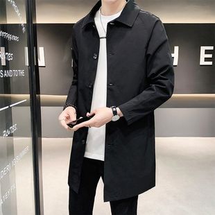 Spring and Autumn Wear Thin Cape Jacket Men's Trendy Lapel Single-breasted Top Men's All-match Mid-length Windbreaker plus size