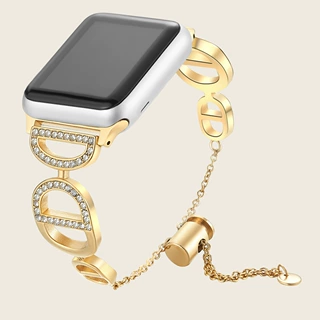 适用于Apple Watch苹果表带 不锈钢小香风表带 金属智能表带新款