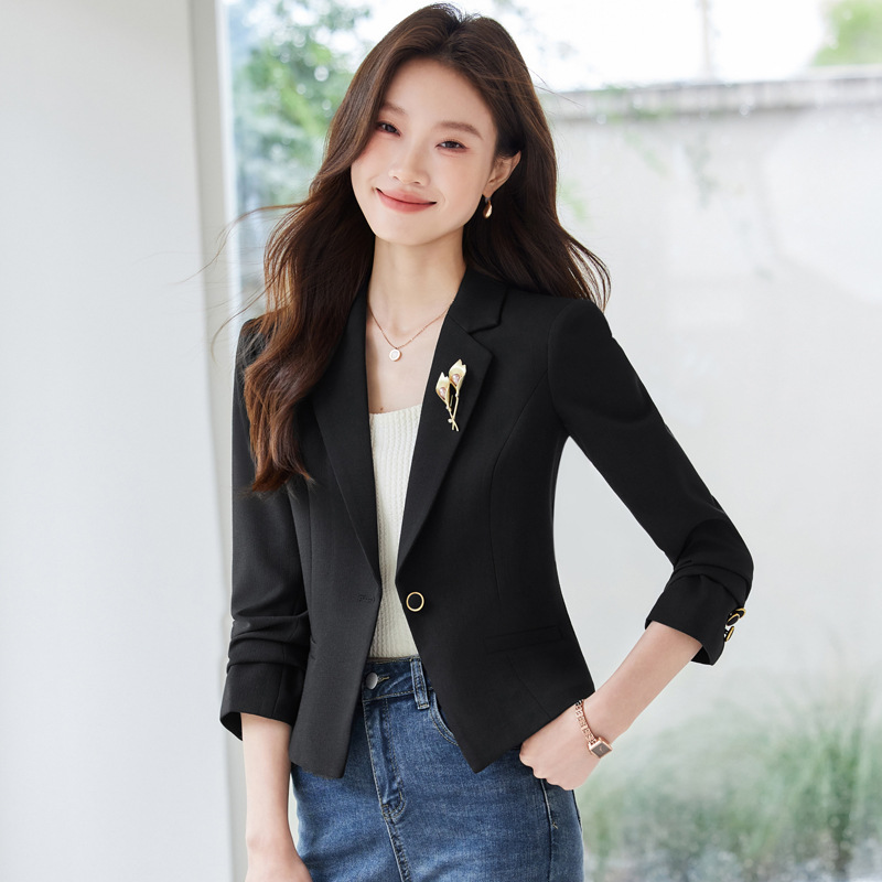 2025早秋新款修身短款小个子西装外套女春秋时尚气质通勤西服上衣
