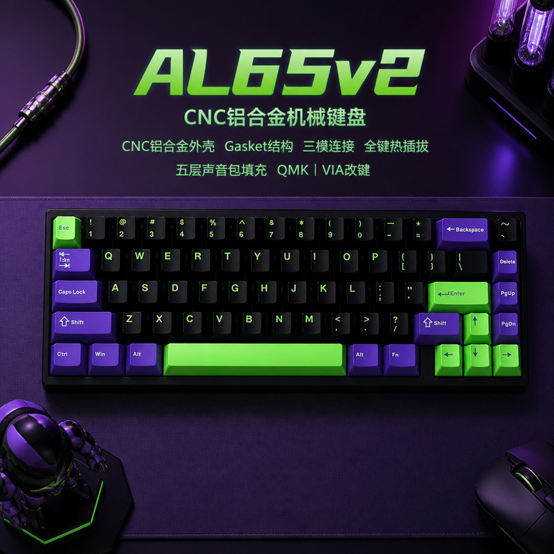 In-stock wholesale cross-border Black Snake AL65 V2 mechanical keyboard, three-mode CNC aluminum RGB peripheral - three-color combination In-stock wholesale cross-border Black Snake AL65 V2 mechanical keyboard, three-mode CNC aluminum RGB peripheral - three-color combination
