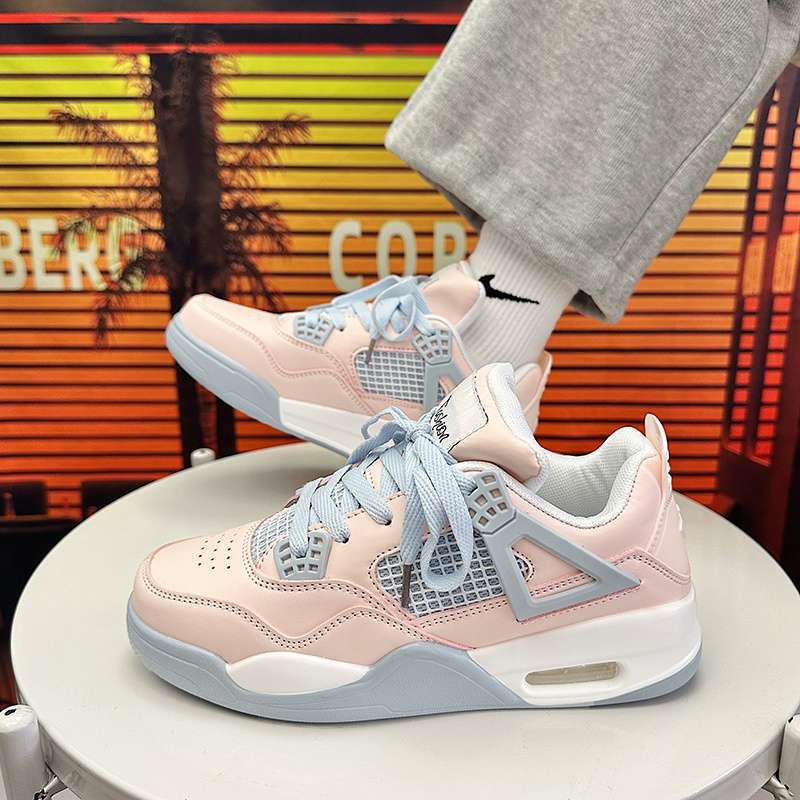 Zapatillas de baloncesto con colchón de aire para niños 2025 verano nuevo estilo salvaje ins color en contraste zapatos blancos de suela gruesa zapatillas deportivas
