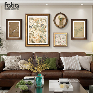 American Decorative Painting Living Room Sofa Background Wall French Retro Combination Hanging Painting Antique Style Oil Painting Restaurant Mural