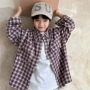 格子男女儿童宽松衬衫