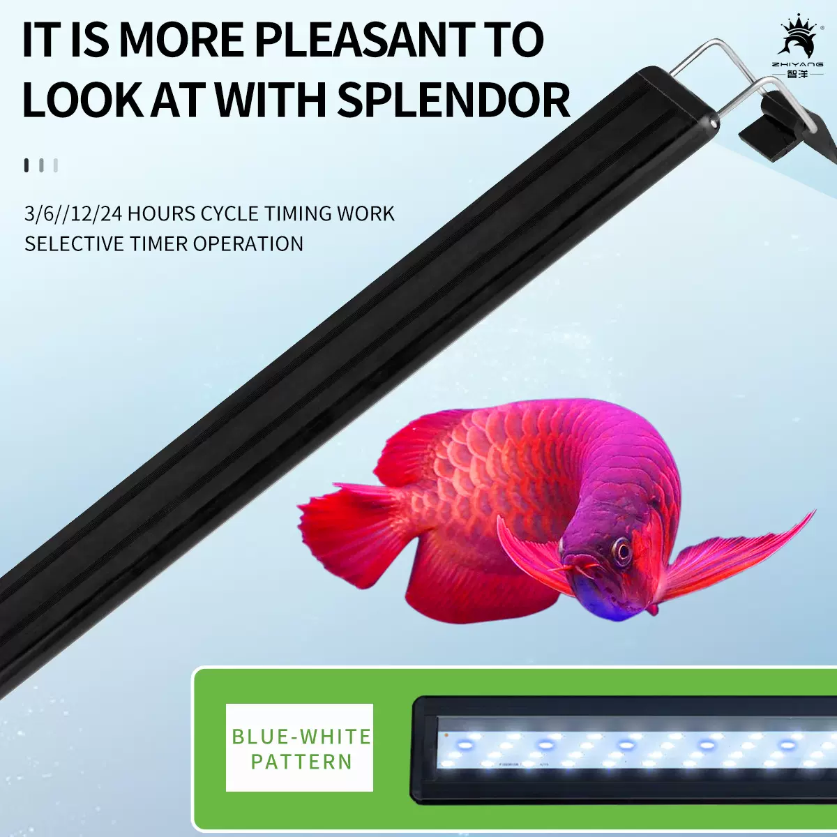 鱼缸灯架水草缸灯 超白缸照明灯 水族箱跨境亚马逊四排蓝白光草灯