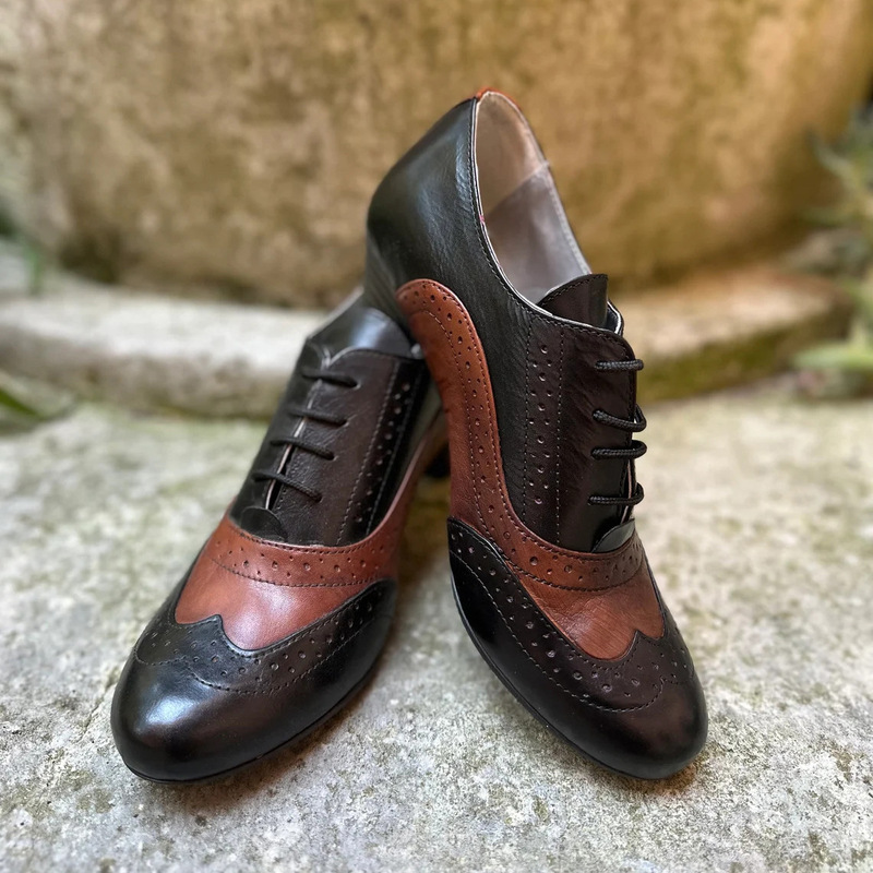 Amazon Temu Cross-Border Export New European and American Retro 19Th Century European Palace High-Heeled Brogue Round-Toe Women's Shoes