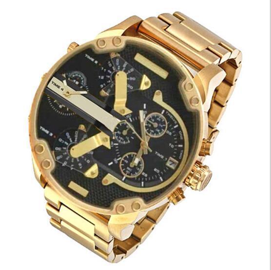 DZ73 men's watch business dual movement quartz watch large dial fashion watch stainless steel band