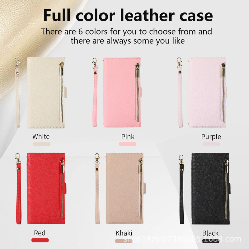 Suitable for Apple 17 Pro Max Flip Phone Leather Case with Card Slot, iPhone 16E 17E Lychee Pattern Protective Case