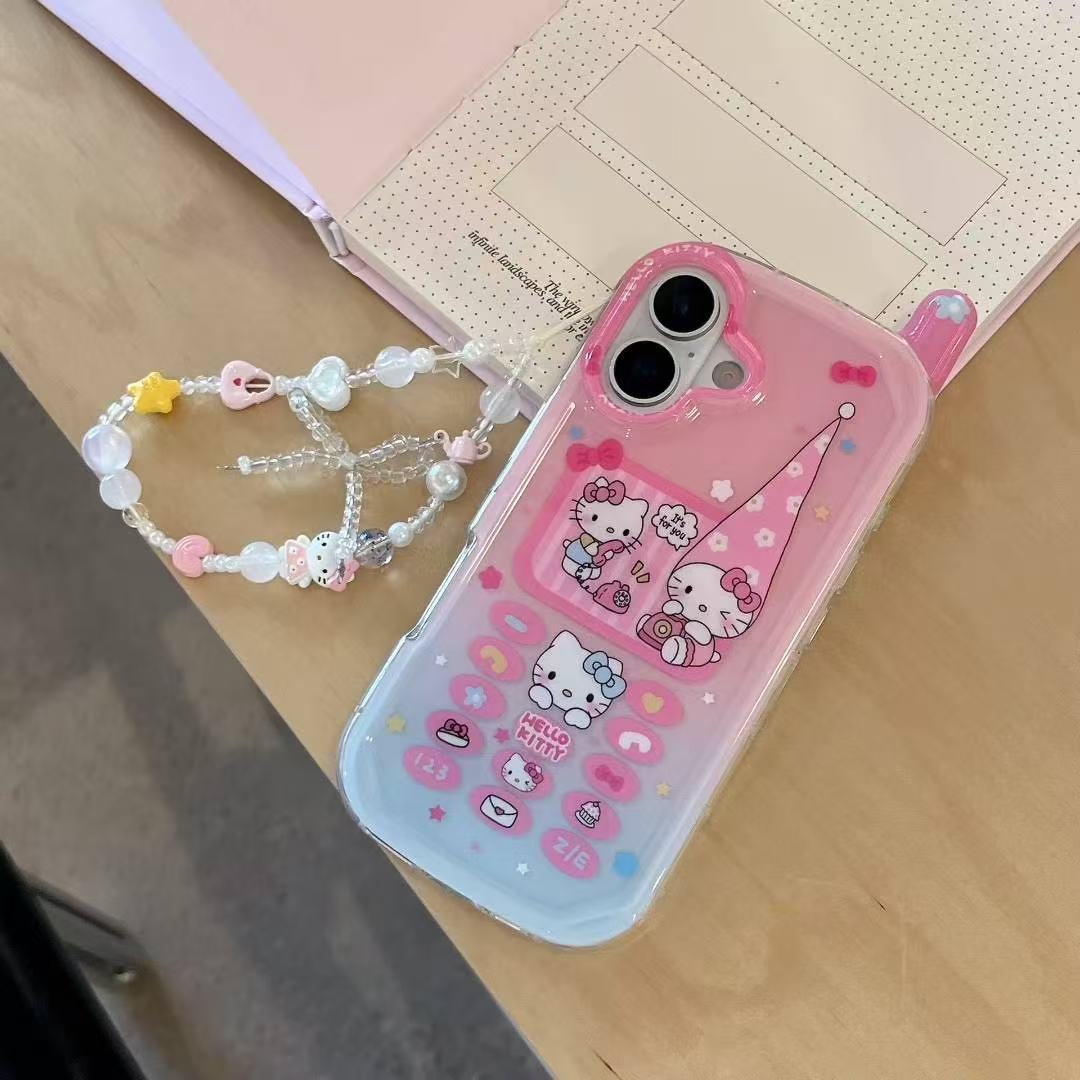 Creative Big Brother Long Hat KT Cat Adecuado para Apple 16ProMax Funda para teléfono móvil 15Pro Nuevo 14/13 Girl Heart