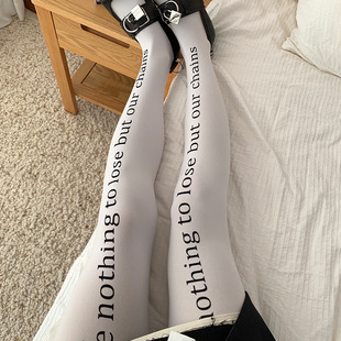 Korean Niche Design Letter Stockings Heart White Pantyhose Sun Protection Bow Personalized Bottoming Socks