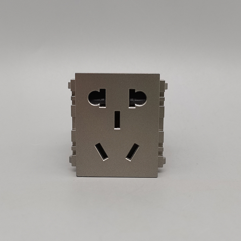 深灰色128型小五孔电源插座模块五孔二三插电源二三孔10A占两位