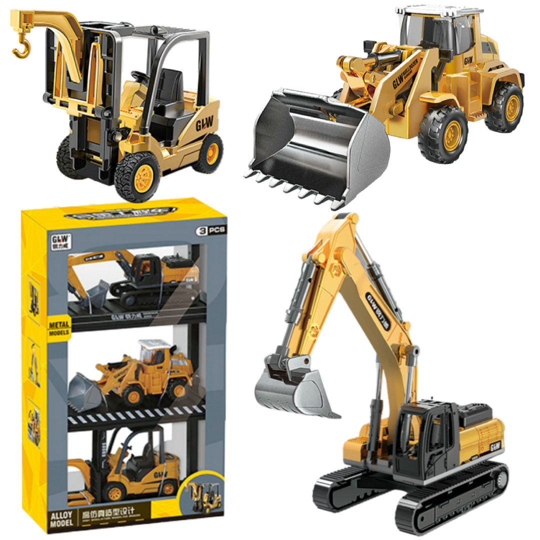 3 loaded alloy engineering truck excavator 863 boy excavator bulldozing forklift model stall children's toys wholesale