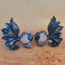 树脂对鱼摆件  创意家居装饰 年年有鱼摆设  新婚礼物 开业装饰