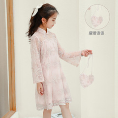 春裝童裝連衣裙兒童連衣裙2024春秋新款女童網紗超仙公主裙潮