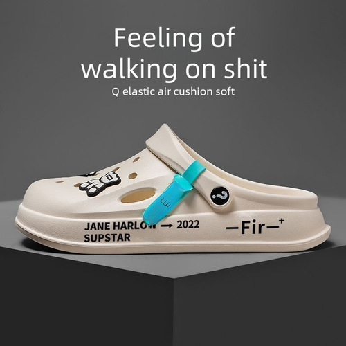 Men's hole shoes summer non-slip soft-soled squishy-feel breathable outdoor half-toe casual dual-purpose beach flip-flops