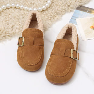 Furry Shoes for Girls Fleece-Lined Princess Shoes Non-Slip Beanie Shoes 2025 Autumn and Winter New Kidsren's Casual Shoes Soft Sole Boys