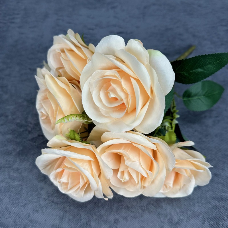 9 manojo de la cabeza, amante, rosa, flor artificial, boda, decoración del hogar, rosa, decoración de flores falsas hechas a mano al por mayor