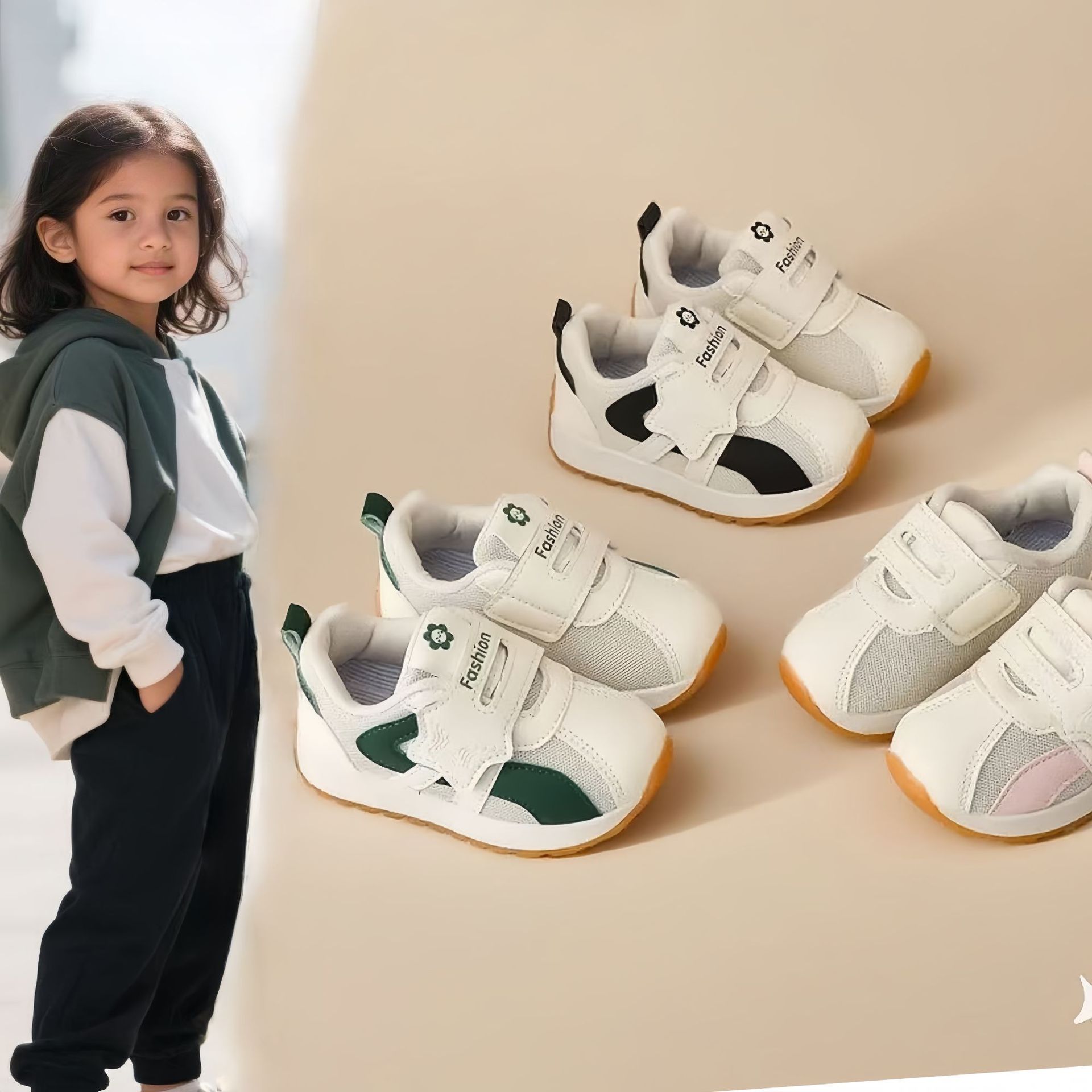 Zapatos para niños pequeños 2025 otoño zapatos para niños antideslizantes zapatos de red de mujer transpirables de suela suave para niños
