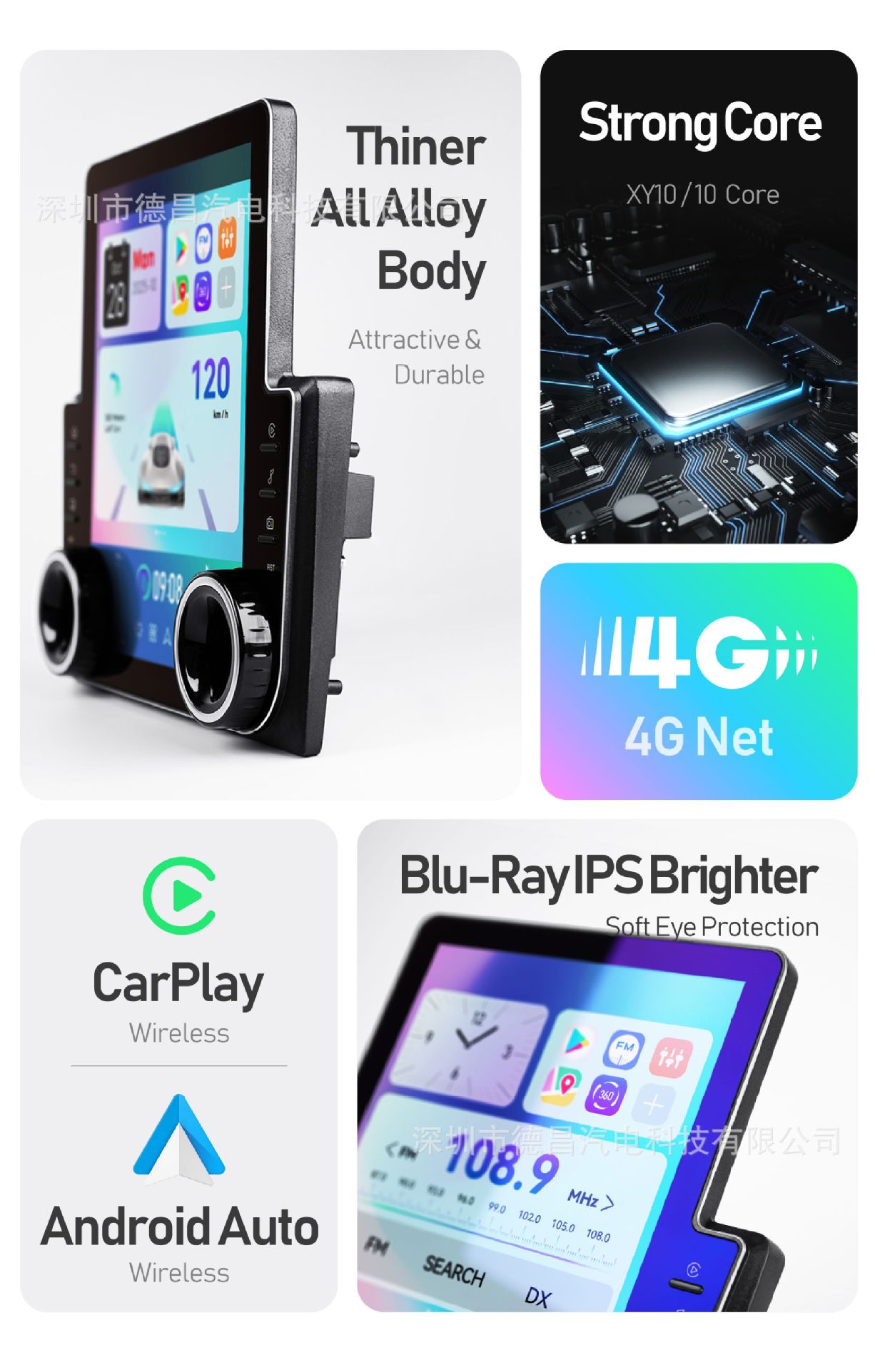 Cross-border 9.7 inch Android universal host large screen navigator GPS car bluetooth display dual knob player