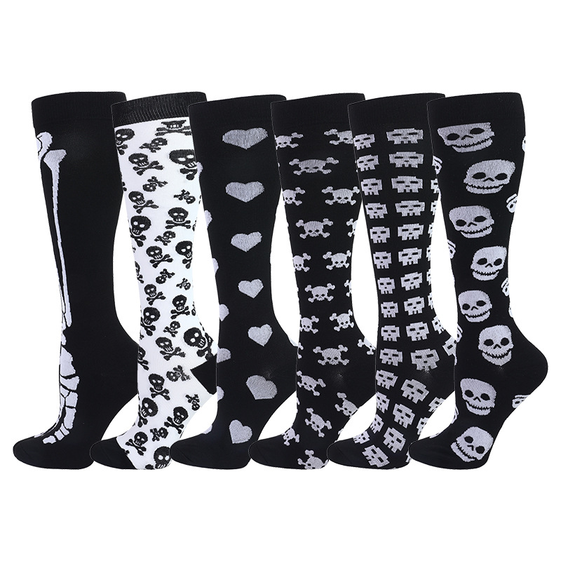 Juego transfronterizo de 6 pares de calcetines deportivos de compresión, calcetines elásticos para correr y saltar la cuerda, calcetines largos de compresión para hombre, calcetines hasta la pantorrilla.