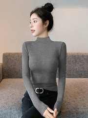 半高领打底衫女2025新款秋冬内搭加高级感修身薄款针织黑色上衣
