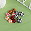 The new semi -circular wooden beads printing checkered checkered Christmas black and white grid bead decorative accessories DIY handmade half -side ball