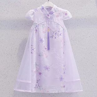 Girls' Cheongsam Chinese Style New Dress Children's Summer Fashion Trendy Chinese Hanfu Princess Dress