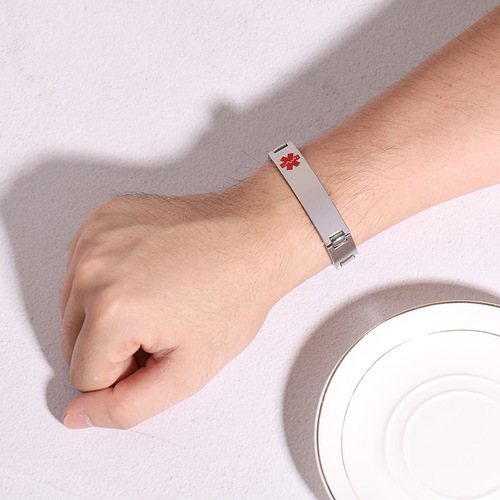 Watch chain, men's titanium steel surface brushed curved bracelet, medical bracelet, fashionable and simple, can be engraved BR-618