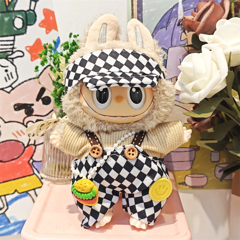 Labubu ベビー服ビニールラブブ 17 センチメートル人形かわいいドレスアップカジュアルスーツスカートぬいぐるみ服|undefined