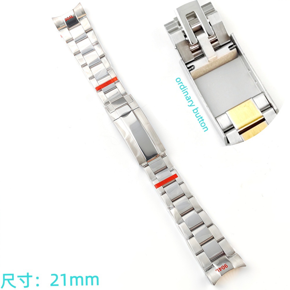 Correa de acero de ajuste fino pulsera de pulsera 21mm sólido de acero plegable accesorios de reloj Renacimiento