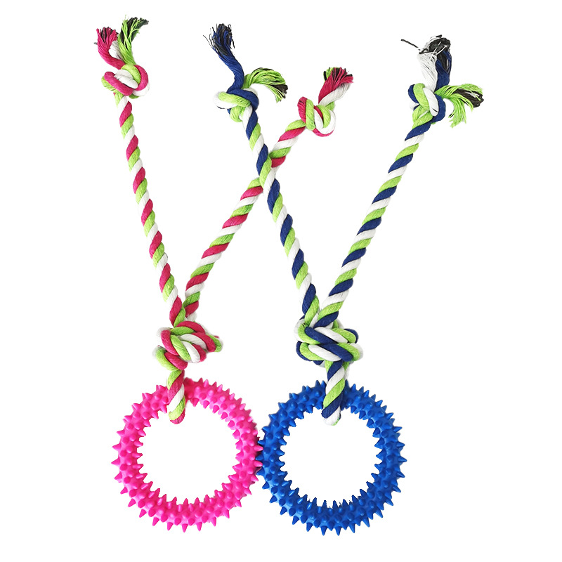 Nueva mascota perro juguete mordedura-resistente al desgaste cuerda de algodón espina anillo Diente de juguete limpieza molar fábrica de formación al por mayor