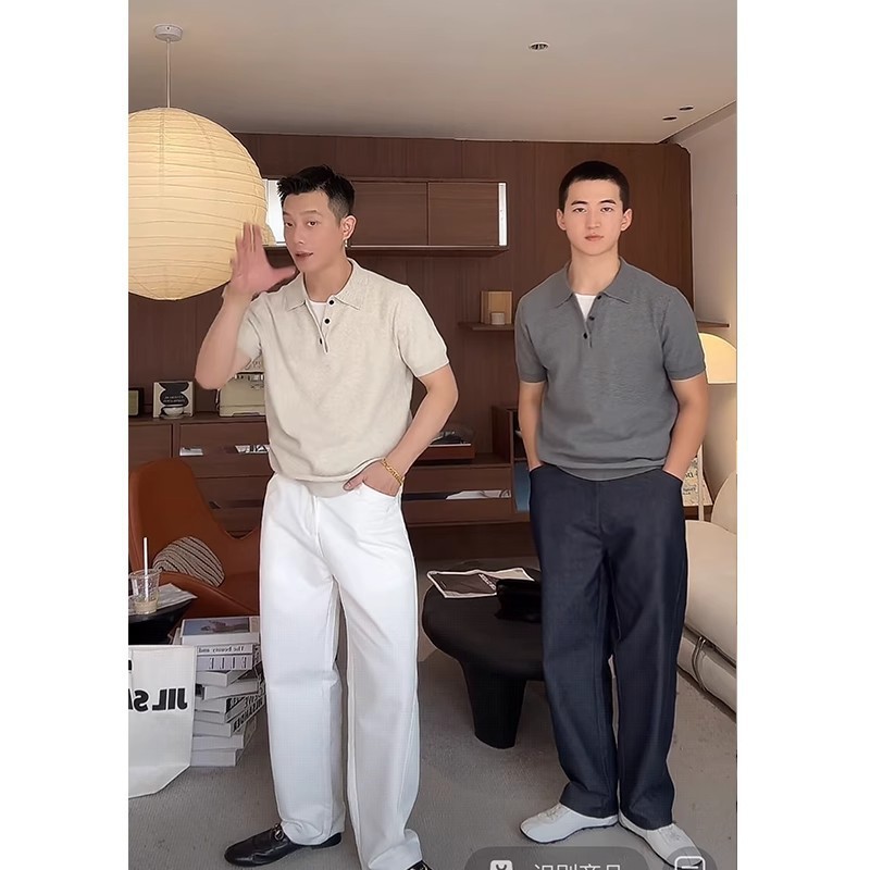 夏季男士老钱风穿搭时尚短袖Polo衫男简约轻薄商务修身舒适翻领T|undefined