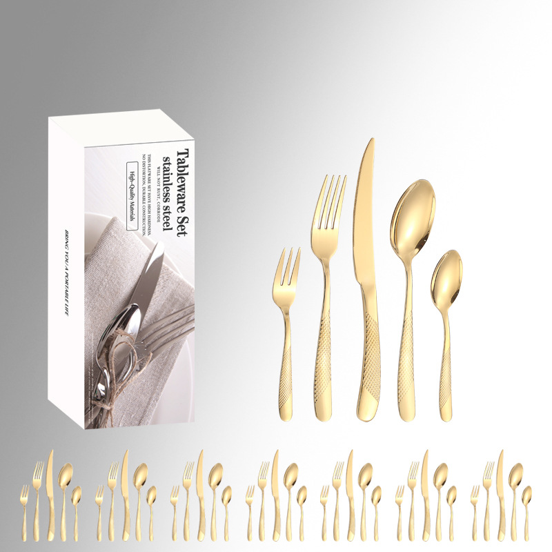 Amazon productos vajilla de acero inoxidable 20/30/40 Unidades diamante estrella 5 piezas principales simple caja occidental alimentos cuchillo, tenedor y cuchara traje