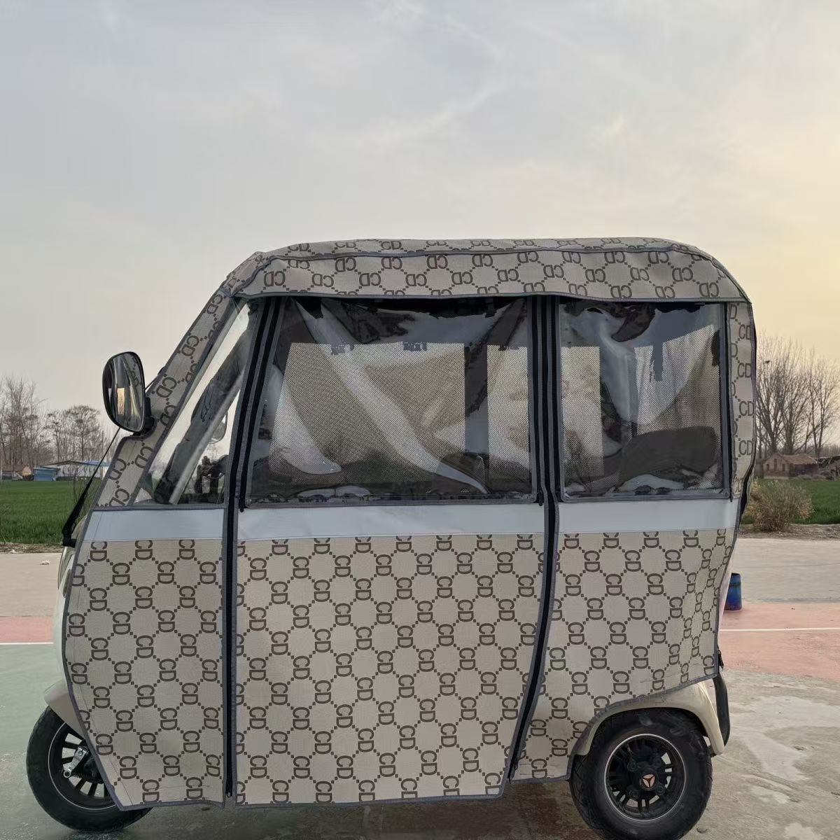 Cortina de lluvia transparente para cubierta de lluvia a prueba de viento para triciclo de tolda de lluvia adecuada para caravana de cuchillo de nuevo día y otros vehículos