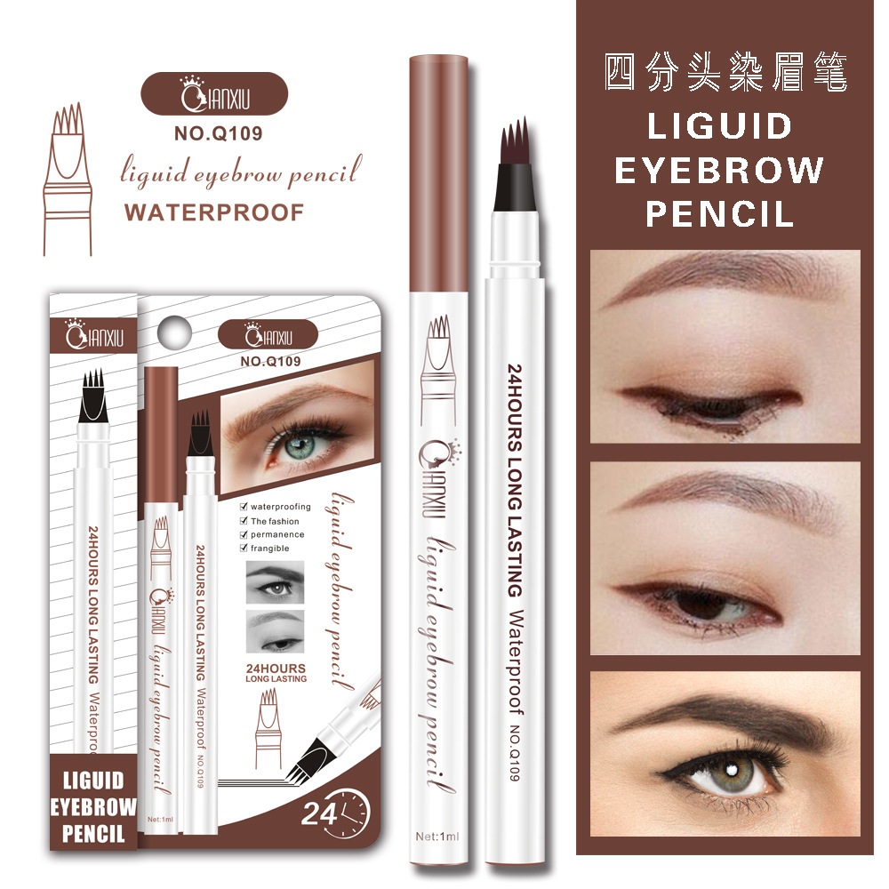 A best-selling four-fork liquid eyebrow pencil for foreign trade, waterproof and non-smudge, extremely fine 4-fork water eyebrow pencil, wild eyebrow factory direct sales details Picture