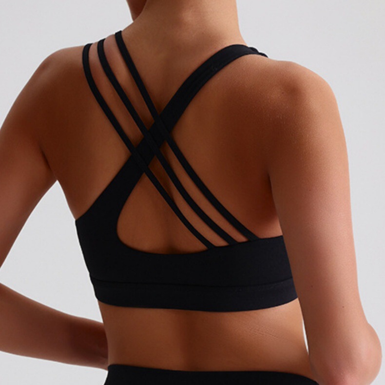 Solid Color Women's High-Intensity Gym Vest Tight Sports Bra Outer Wear Running Bra Sports Bra