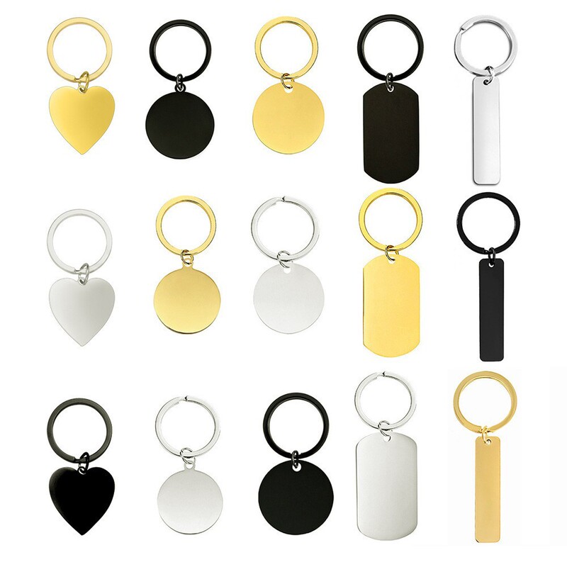 In-Stock Stainless Steel Blank Material Keychain Round Military Tag Long Strip Laser Engraved Metal Keychain In-Stock Stainless Steel Blank Material Keychain Round Military Tag Long Strip Laser Engraved Metal Keychain